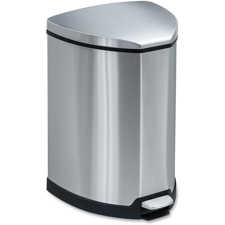 4 Gal Hands-free Step-on Stainless Receptacle, Stainless Steel, Steel